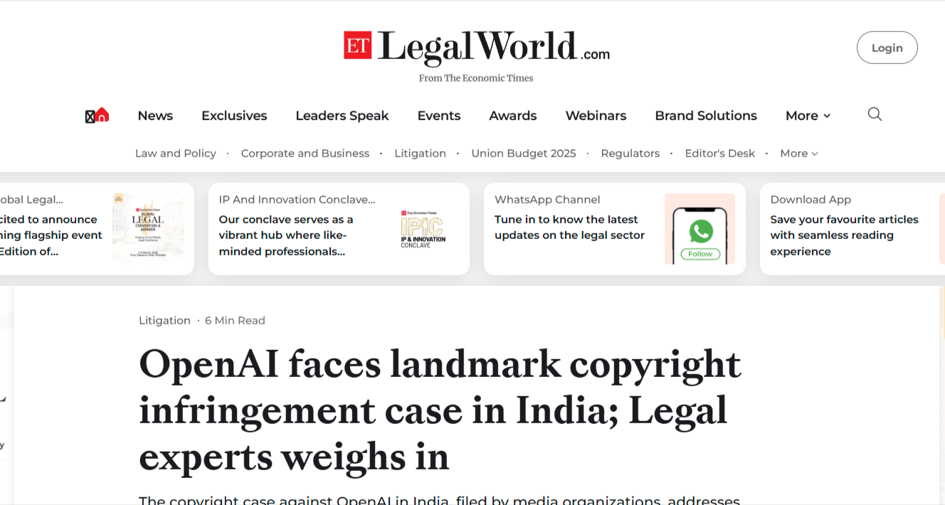 OpenAI faces landmark copyright infringement case in India; Legal experts weighs in